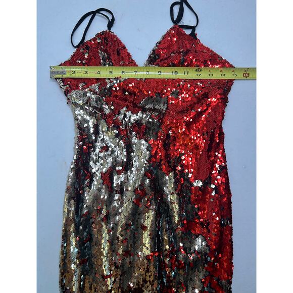 Forever 21 Reversible Sequin Mini Dress Gold/Red in Size S. - Picture 7 of 8